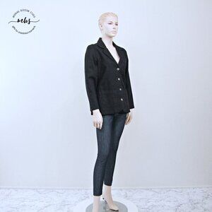Wrangler Vintage Riata Jacquard‎ Embroidered Denim Blazer Jacket Black Women M